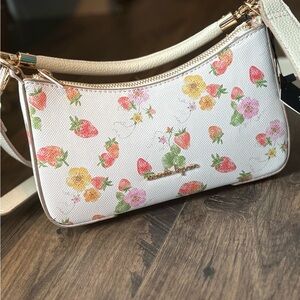 NWT Nanette Lepore Floral & strawberry White Crossbody Bag